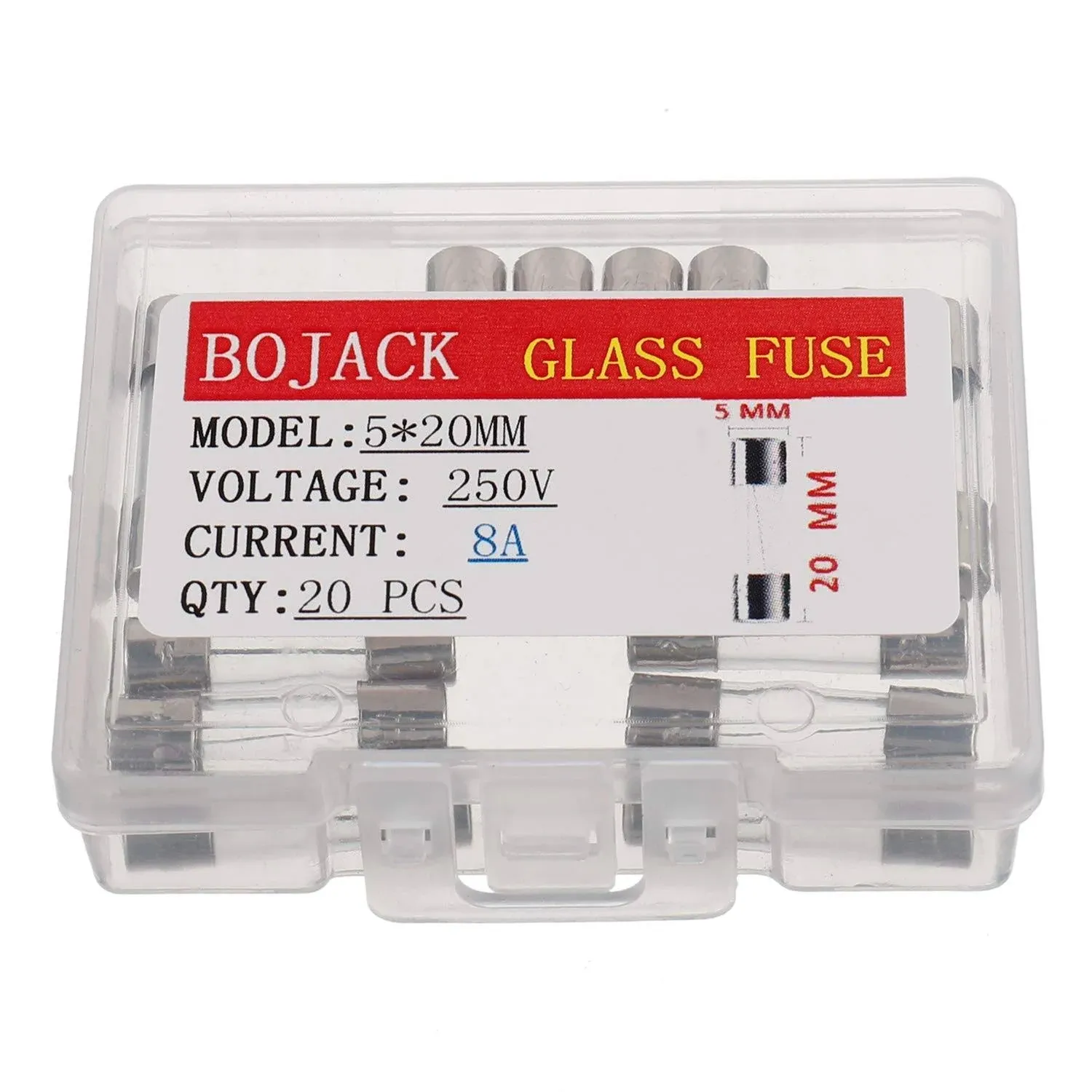 Bojack 5x20mm 8A 8Amp 250V 0.2x0.78 inch F8AL250V Fast-Blow Glass Fuses(Pack of ...