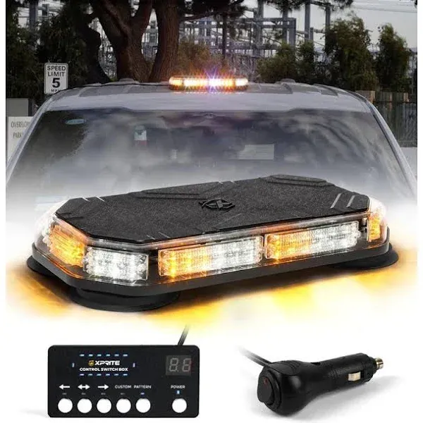 Yellow White 42 LED Roof top Beacon Strobe Light bar Emergency Warning Light