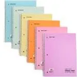 Pastel, College Ruled, 6 Pack, Mintra Office Spiral Notebooks - For, 70 Sheets.