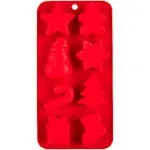 Mud Pie Christmas Silicone Mold Set, Red, mold 8 1/2" x 4 1/4" | spatula 8"