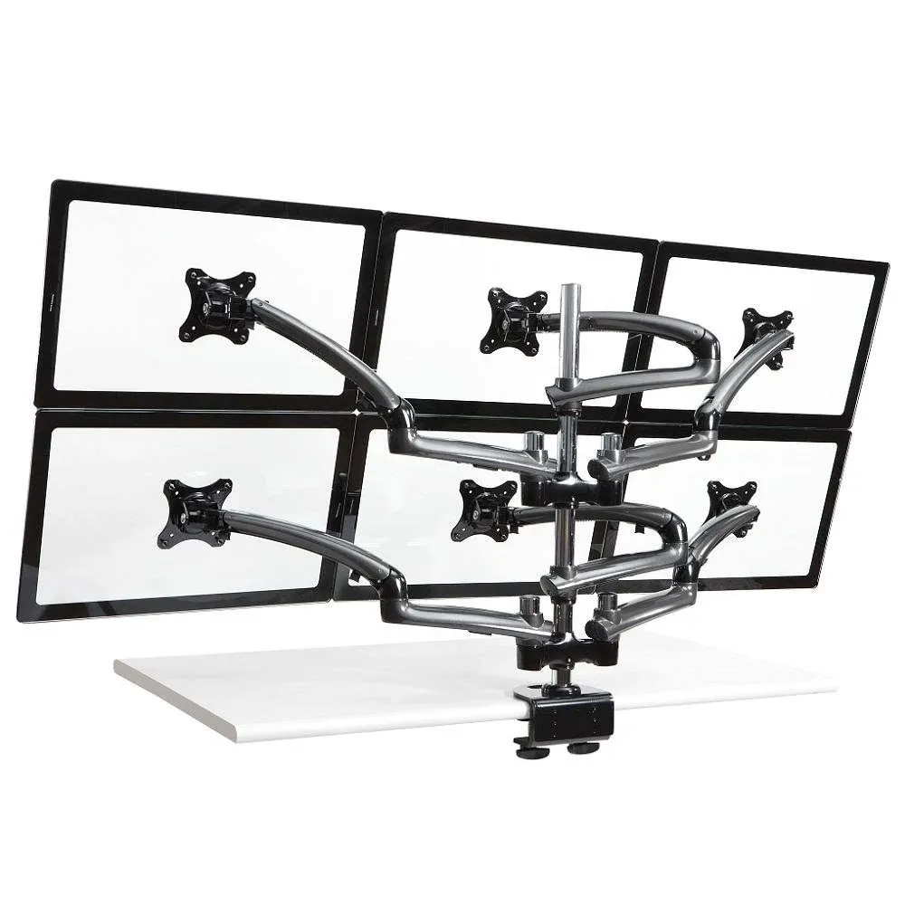 Cotytech Dark Grey Six Monitor Desk Mount Spring Arm (Clamp Base)