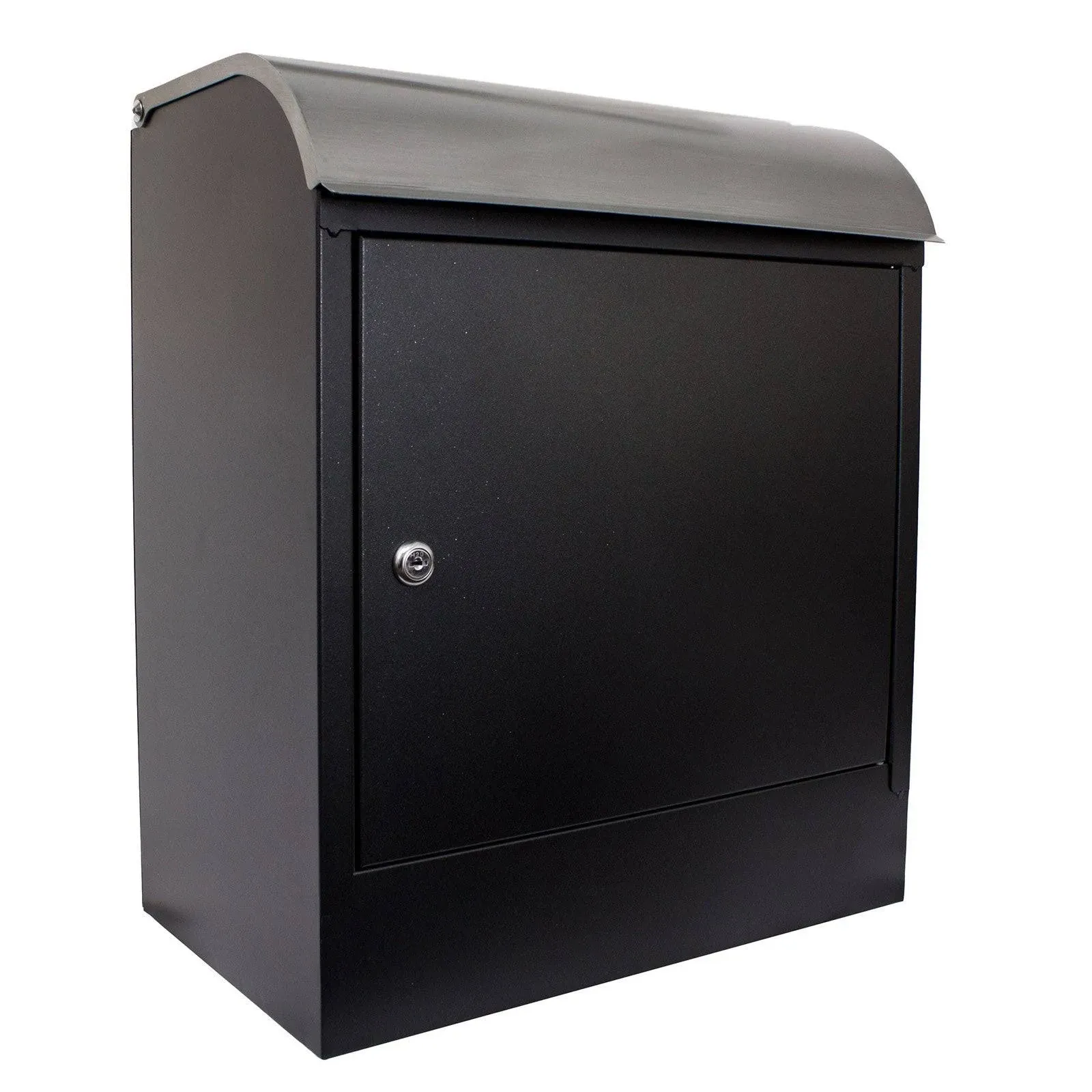 Qualarc Selma Locking Mail & Parcel Box Black with Stainless Steel