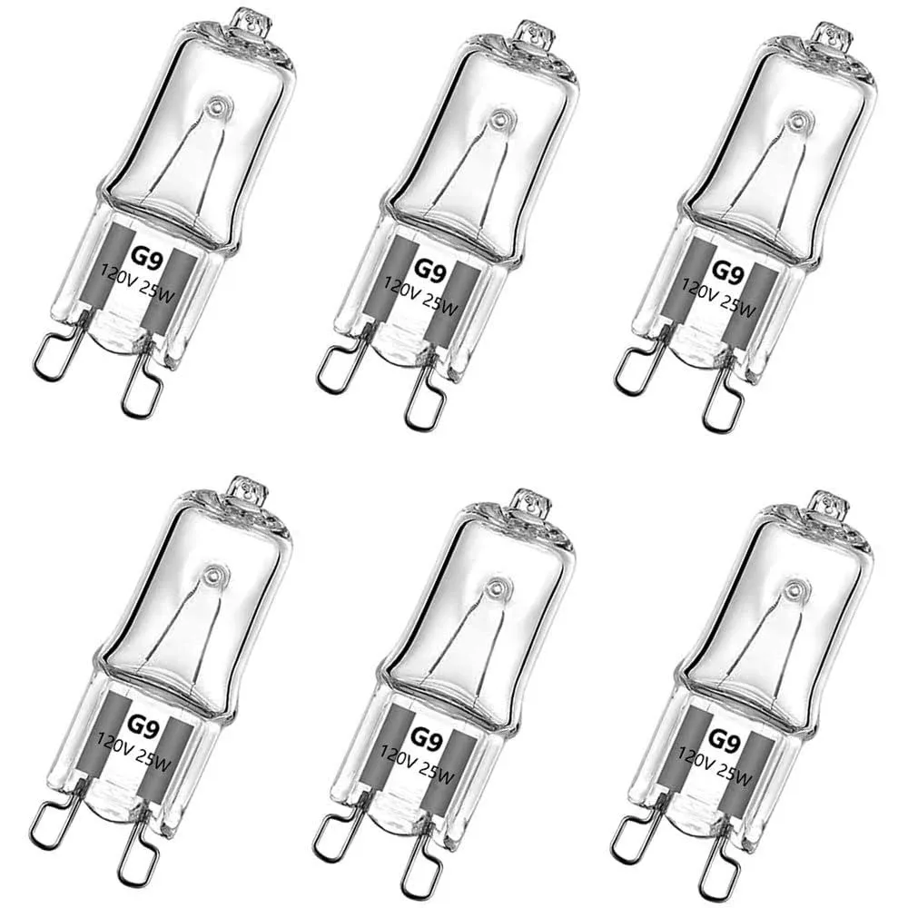 G9 Halogen Bulb, 25 Watt – 6 Pack – Energy Saving - Dimmable - Soft White 2700K - 120V - Q40, CL, T4 JD Type, Clear Light Bulb