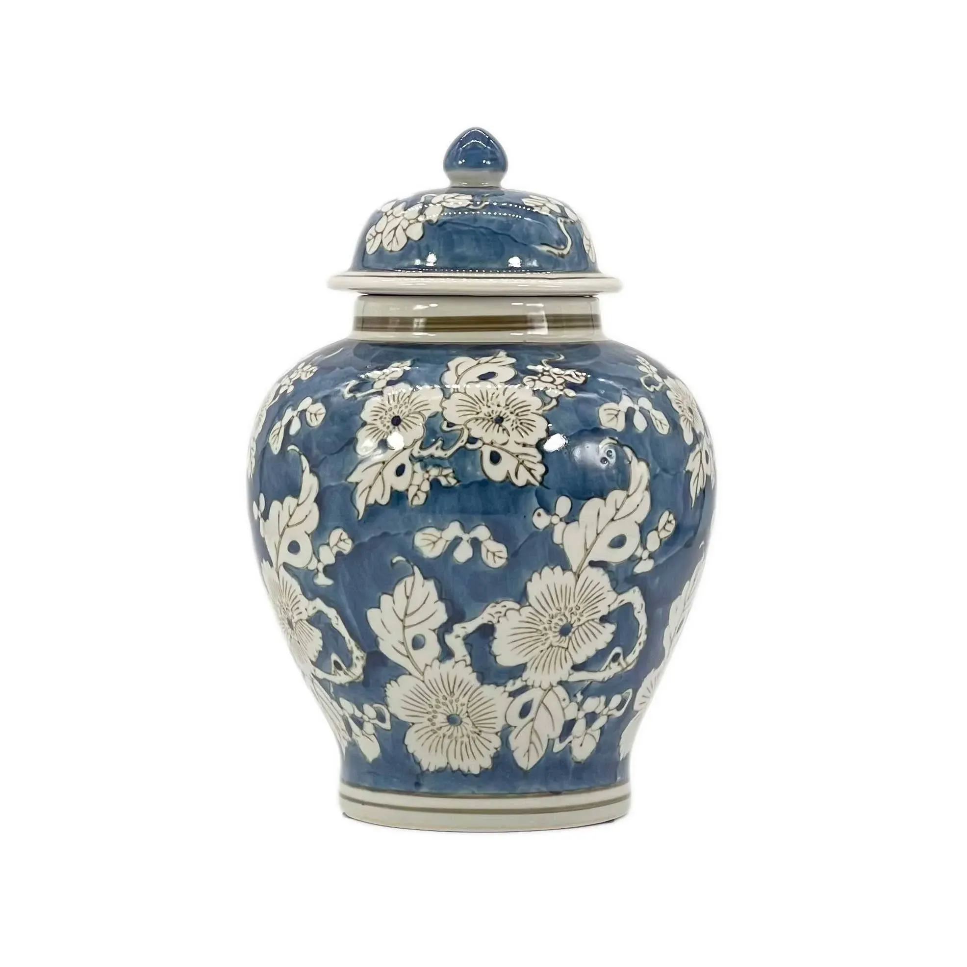 Galt International 12" Blue and White Chinoiserie Floral Ginger Jar | Stylish ...