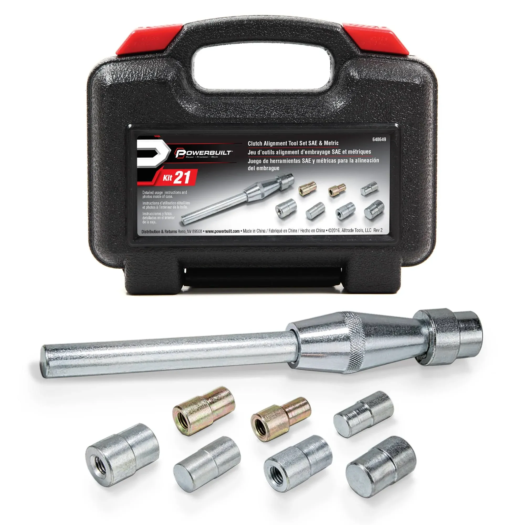 Powerbuilt Alltrade 648649 Kit 21 Clutch Pilot SAE/MM Tool Set Silver