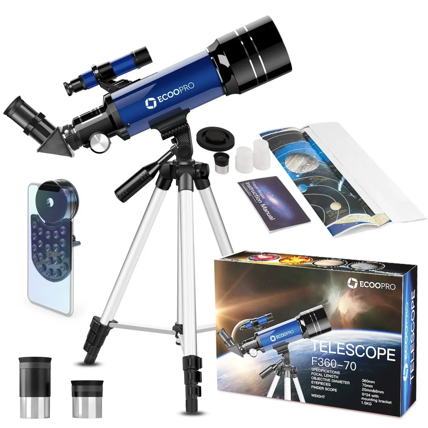 Telescope for Kids Beginners Adults 70mm Astronomy Refractor Telescope