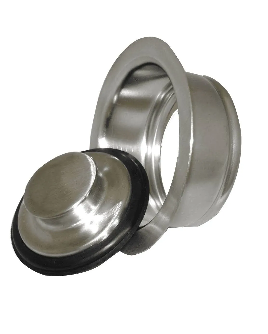 Brushed Nickel Sink Drain Flange and Stopper for 3-Bolt Mount Garbage Disposals