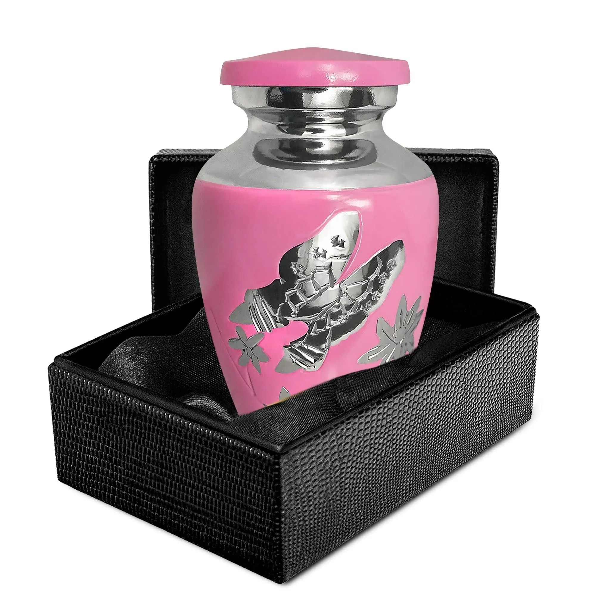 Trupoint Memorials Pink Butterfly Small Keepsake Urn For Human Ashes - Quantity 1 - Find Comfort In These Difficult Times With These Warm And Loving High