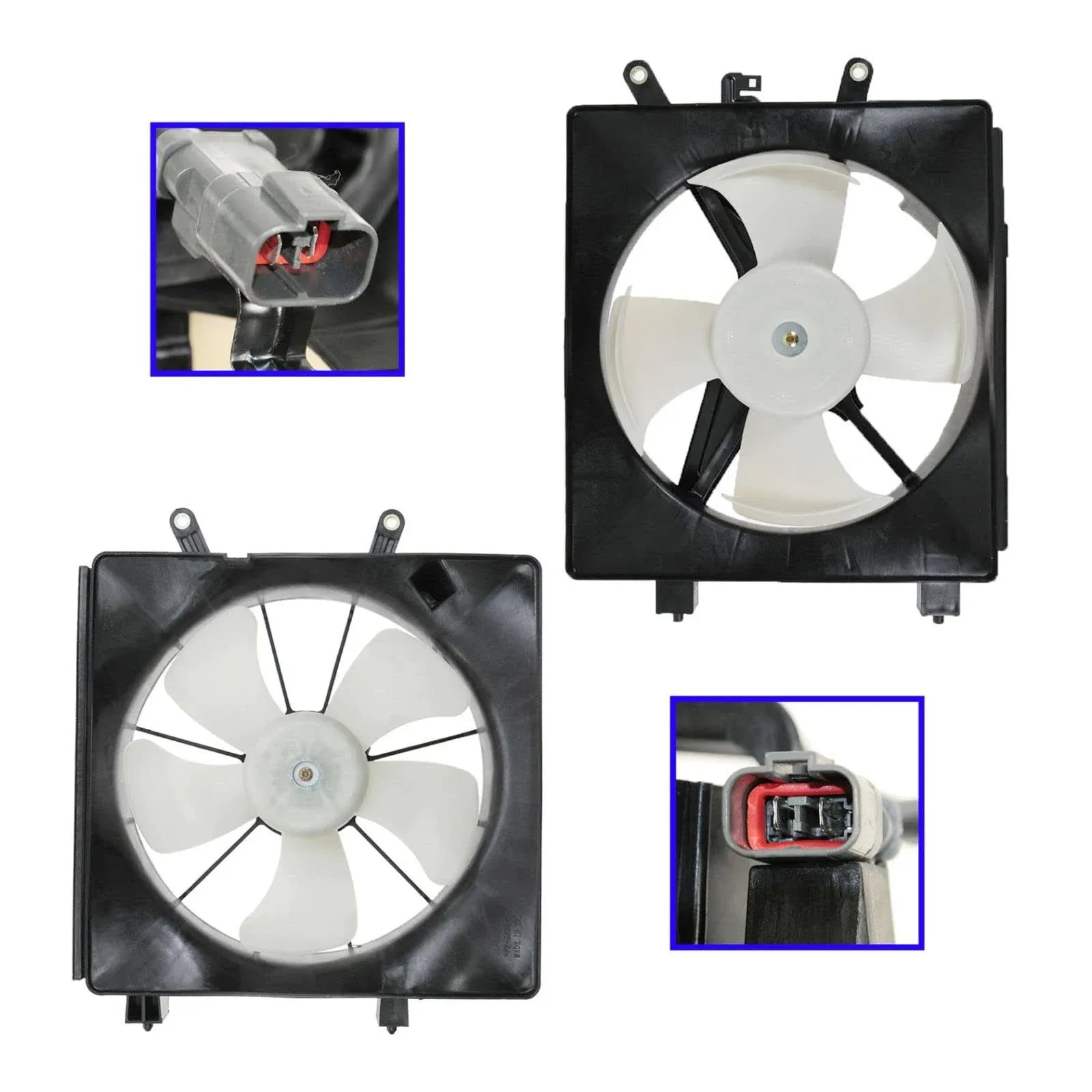 Radiator &amp; AC Condenser Cooling Fan Assembly Pair for Honda Civic