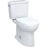 Toto Drake Two-Piece Elongated 1.28 GPF Universal Height Tornado Flush Toilet with 10 inch Rough-In, CEFIONTECT , and SoftClose Seat,