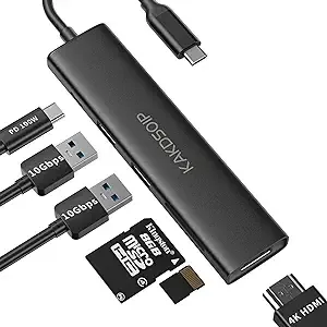 USB C Hub, USB C Hub Multiport Adapter 6 In1 with 4K@60Hz HDMI, 100W Power Deliv