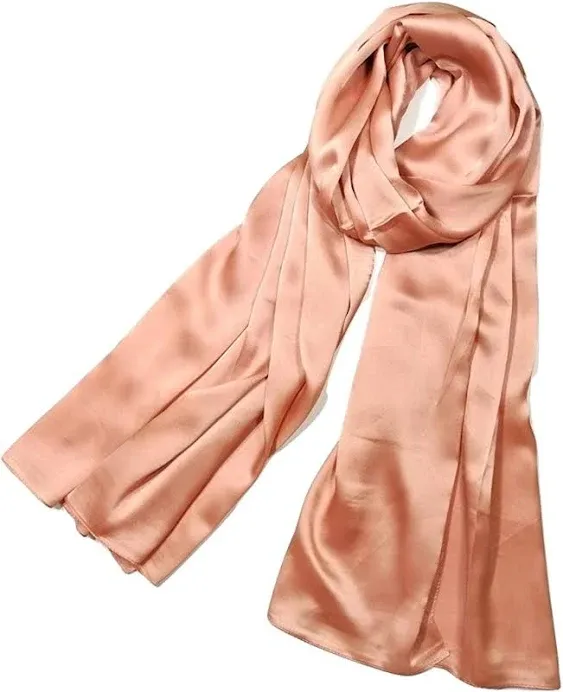 Silk Feel Long Satin Patterned &amp; Solid Color Scarves for Women in Gift Box So...