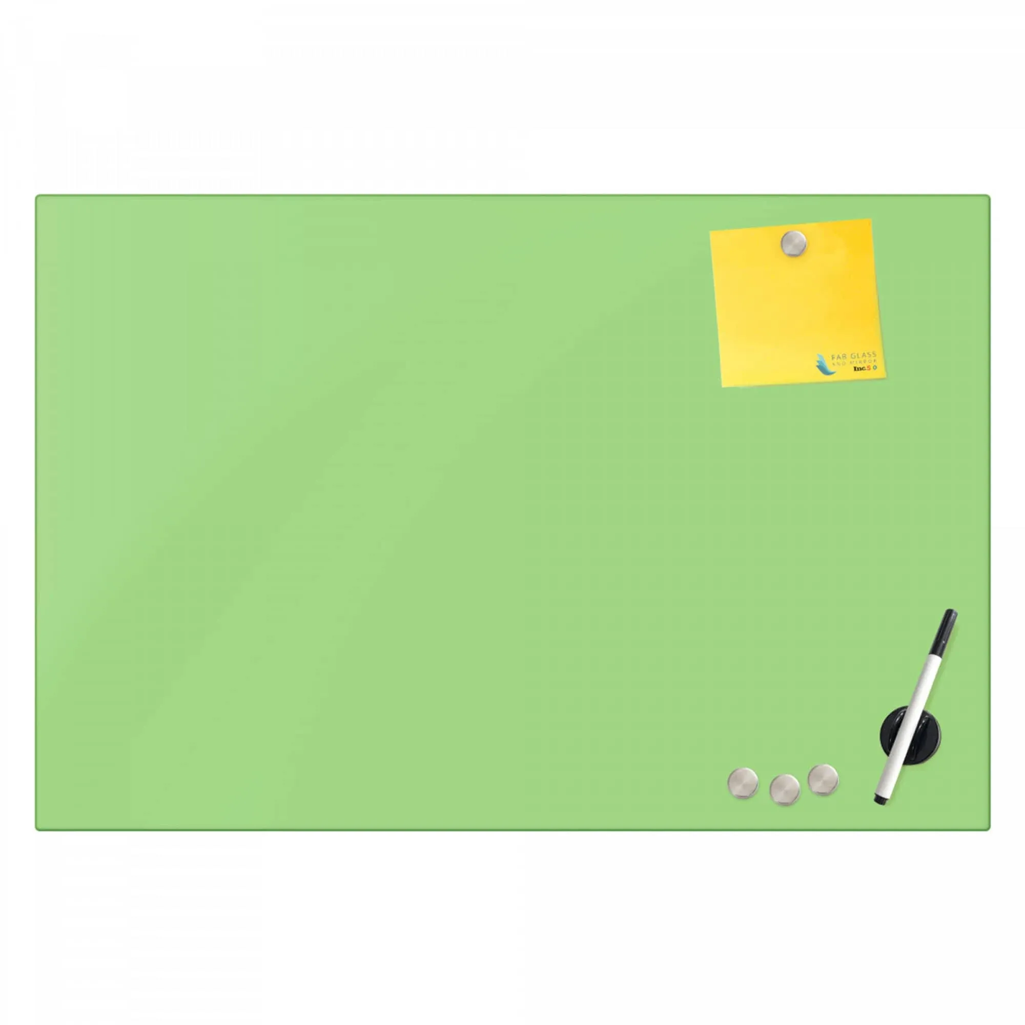 Magnetic Glass Eraser Board 24" x 36" Inches Radius Corners - Light Green