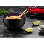 KooK Ramen Bowl, Japanese Bowls, Noodle Bowls, Large Soup Bowl, Ceramic, Large Capacity, For Ramen, Pho, Udon, Soba, Microwave and Dishwasher Safe, 34 oz, Set of 4 (Black/Navy)