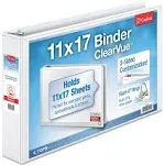 ClearVue Slant-D Ring Binder, 3 Rings, 2" Capacity, 11 x 17, White