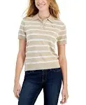 Tommy Hilfiger Women's Textured-Stripe Polo Sweater - Khaki/ Ivory - Size XS