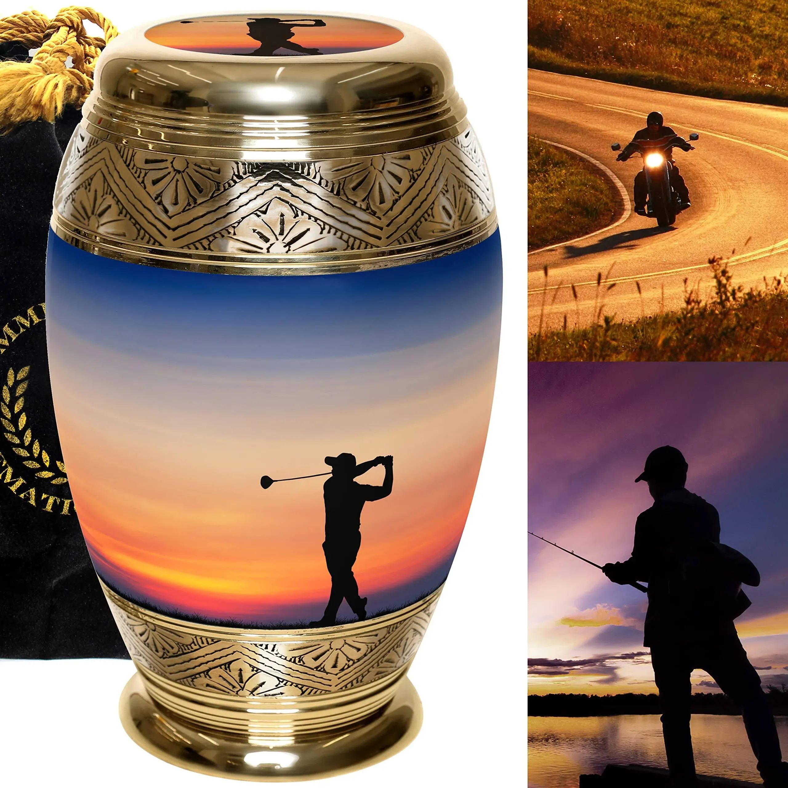 Gone Golfing Cremation Urns for Human Ashes Adult male for Funeral & Cremation Urns for Adult male Large Urns for Dad and Cremation Urns for Men