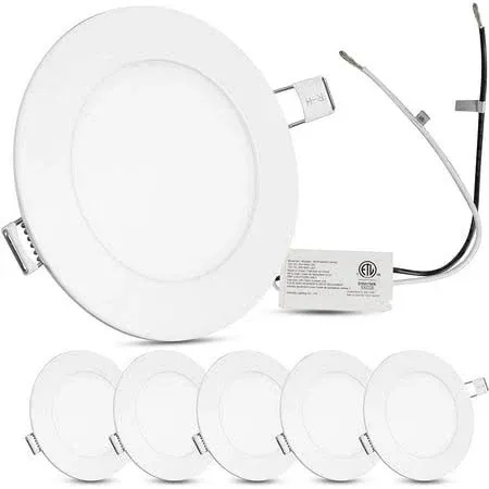 Facon 6Pcs 4.5&#039;&#039; RV LED Slim Panel Light with Flat Trim Recessed Light Downlight