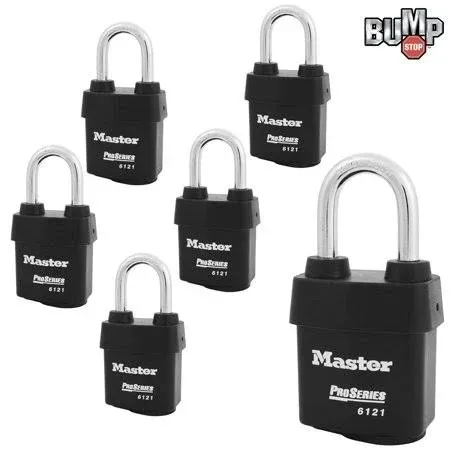 Master Lock Pro Series - (6) High Security Padlocks Keyed Alike 6121NKALF-6  | eBay