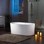 WOODBRIDGE 59" x 31-1/2" Whirlpool Water Jetted and Air Bubble Freestanding Heated Soaking Combination Bathtub with Faucet,BJ-100+F0041