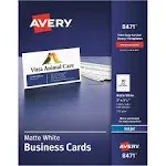 Avery Business Cards for Inkjet Printers 8471 - Matte White Box of 1000 NEW