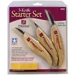 Flexcut Carving Knives, Starter Set, with Ergonomic Handles and Carbon Steel Blades, Set of 3 (KN500)