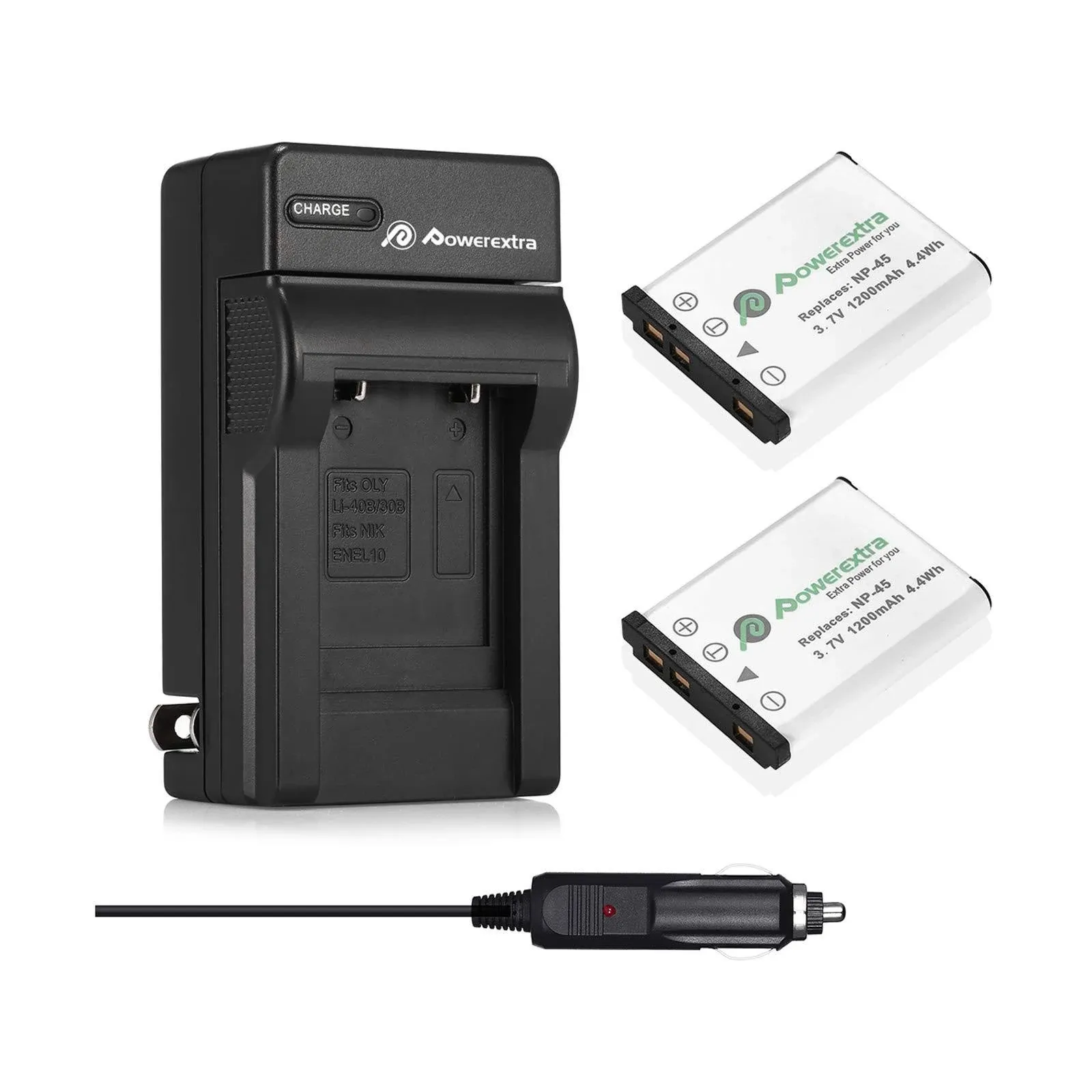 Powerextra 2 x Np-45a Np-45b Np-45s Battery and Charger Compatible with Fujifilm Instax Mini 90 Fujifilm FinePix XP140 Xp130 Xp120 XP90 XP80 XP70