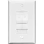 LIDER Combination Dual Dimmer Light Switch Control, 2 Sliding Light Controls, Single Pole, 400W CFL/LED, 600W Incandescent/Halogen Dual Loads Total, Wall Plate Included, Light Almond, 2 Pcak