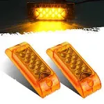 Partsam 2Pcs 6" Amber 13 LED Reflective Rectangle Side Marker Clearance Light, 6x2 Turn Siganals LED Marker lights for Trailer Truck RV Camper Motorhome, 12V