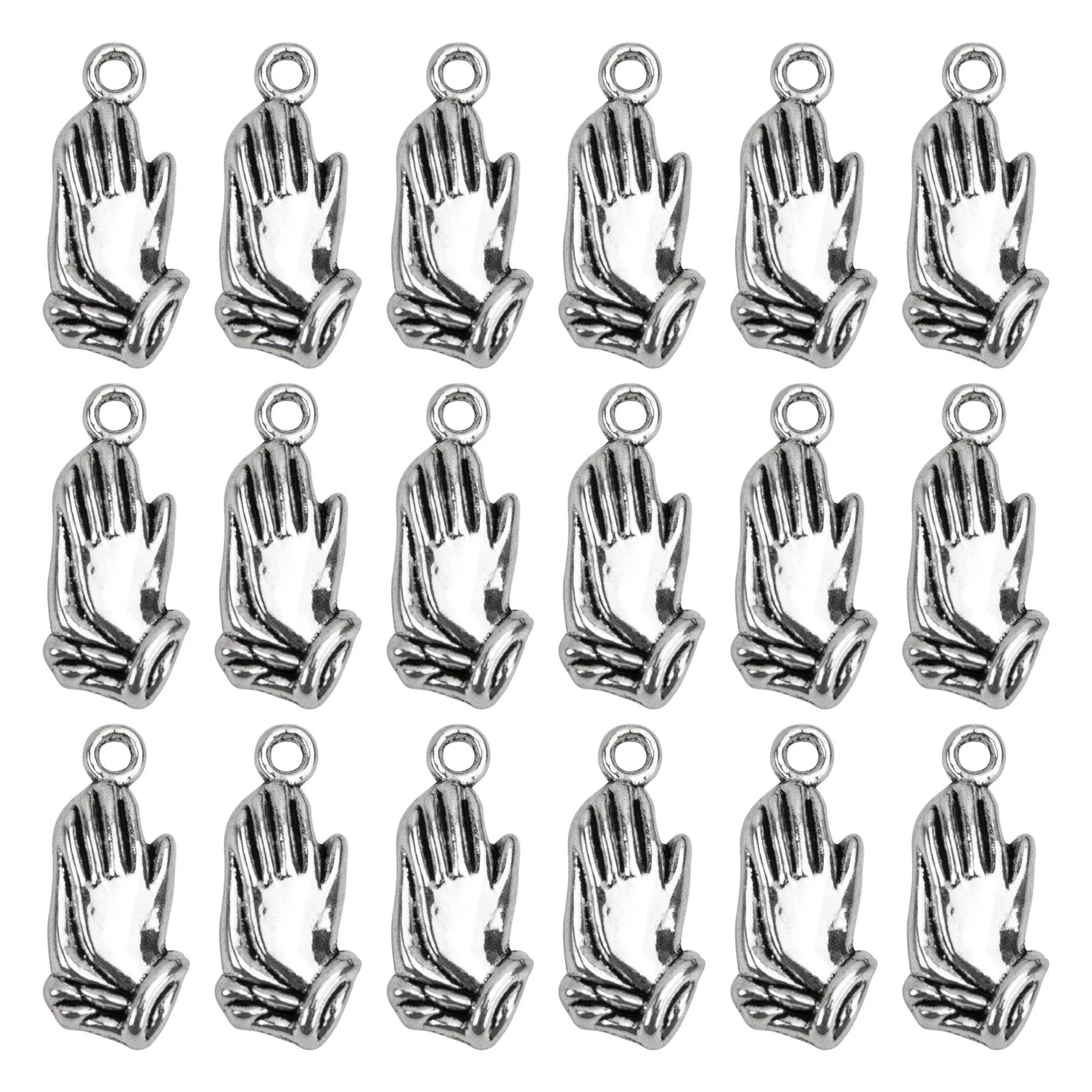 AUEAR, 100 Pack of Creative Prayer Charms Antique Silver Praying Hands Charm for ...