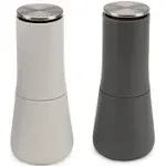 Joseph Joseph Milltop Non-Spill Salt and Pepper Mill Set Refillable with Ceramic Grinding, White/GreyJoseph Joseph Milltop Non-Spill Salt and Pepper Mill Set Refillable with Ceramic Grinding, White/Grey