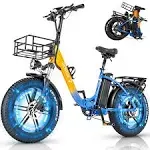 Bopzin Folding Electric Bike for Adults - 1000/1500W 30MPH 48V 15Ah Removable Battery Step-Thru Commuter Electric