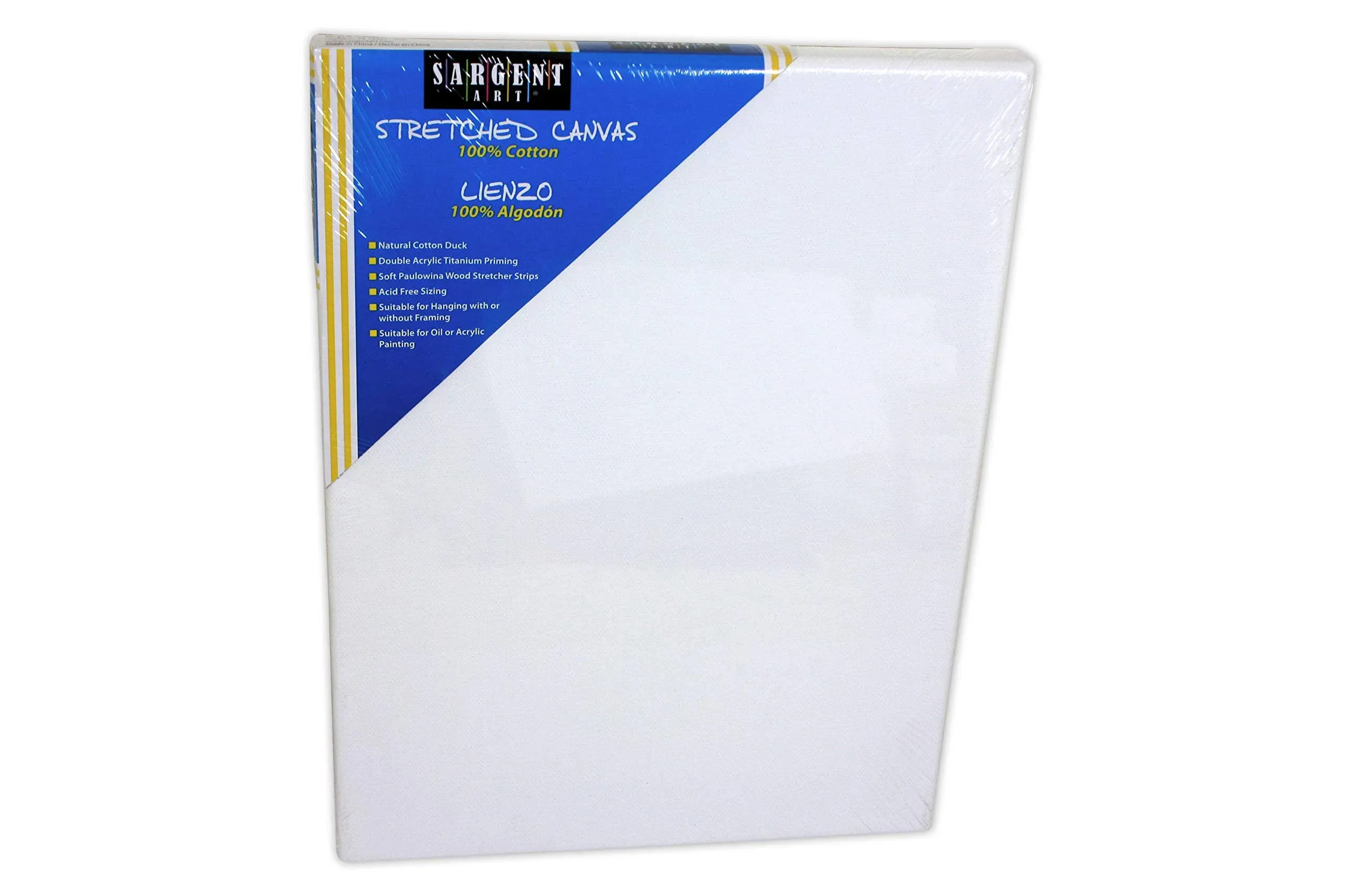 Sargent Art 90-2015 10x12-inch Stretched Canvas, 100% Cotton Double Primed