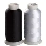 Simthread 2 Bobbin Thread for Sewing and Embroidery Machine 1 Black and 1 White 5500 Yards Each - 60WT Polyester Bobbin Fill Thread Bottom Threads