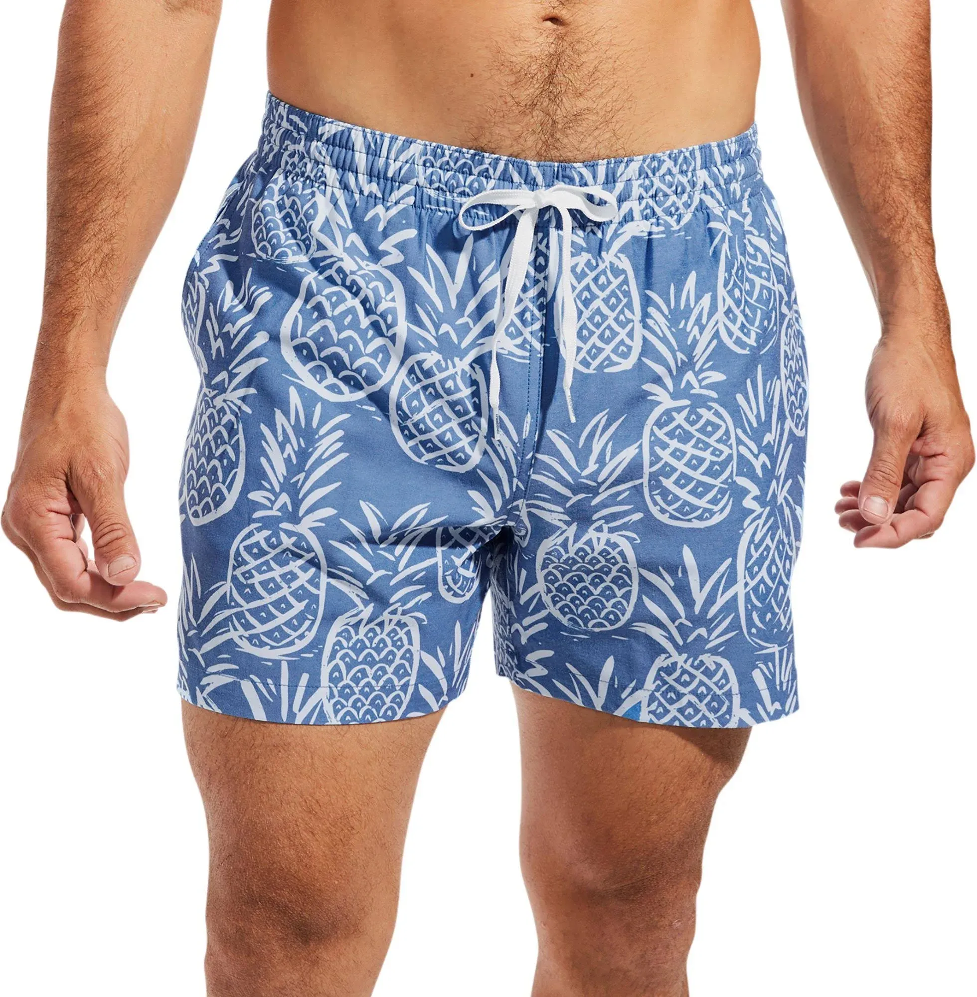 Chubbies Men&#039;s 5.5&#034; The Thigh-napples Swim Trunks Small Faded Blue Pineapple