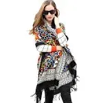 DANA XU 100% Merino Wool Extra Large Pashmina Blanket Travel Scarf Cashmere Wrap for Women Fall Winter Oversize Shawl Floral