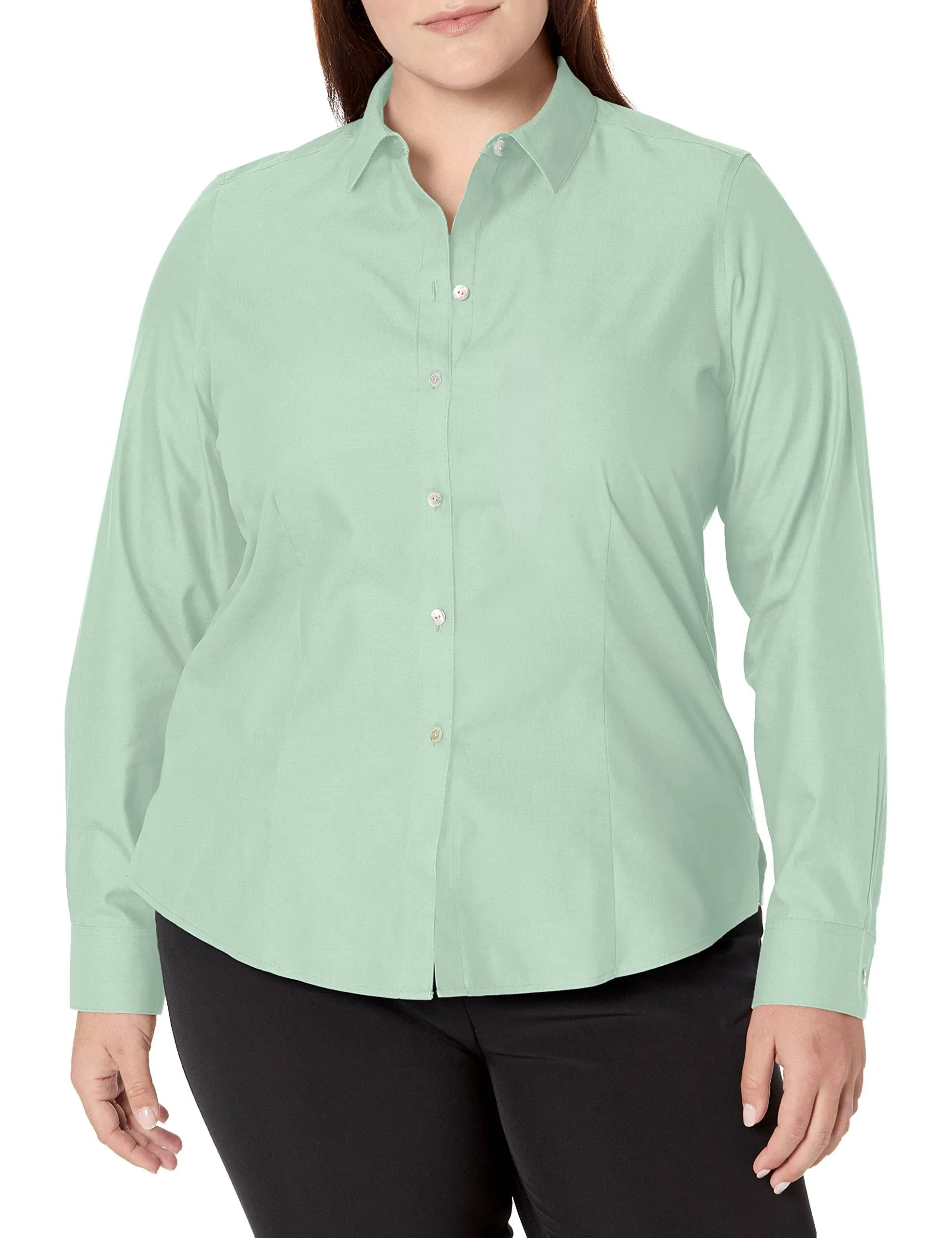 Foxcroft Dianna Non-Iron Cotton Shirt in Jade Gem