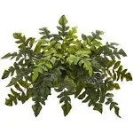 Nearly Natural Artificial Fern 32&#034;X18&#034; Plastic Tabletop Indoor W/ Base Green