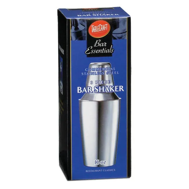 TableCraft 3-Piece Stainless Steel Cocktail Shaker, 8-Ounce