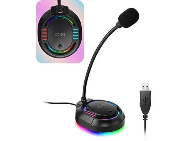 C G CHANGEEK USB Microphone with RGB Glowing Light & Mute for Laptop PC Desktop ...