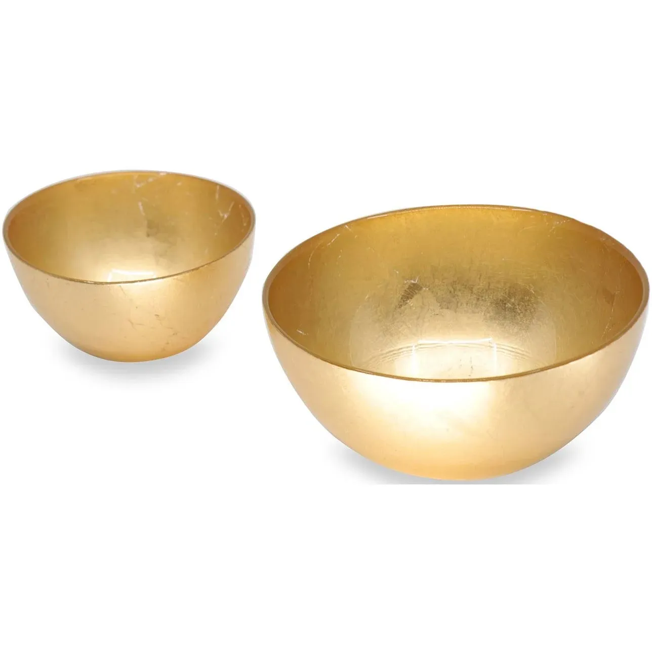 Beatriz Ball GLASS New Orleans Round Foil Leafing Bowl Set of 2 (Gold)