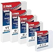 U.S. Art Supply Professional Quality Stretched Canvas, Multipack of 10 Small Sizes, 2 Each 4x4, 5x7, 8x10, 9x12, 11x14 Inches - 12-Ounce Primed, 3/4", 100% Cotton - Painting, Acrylic Pouring, Oil