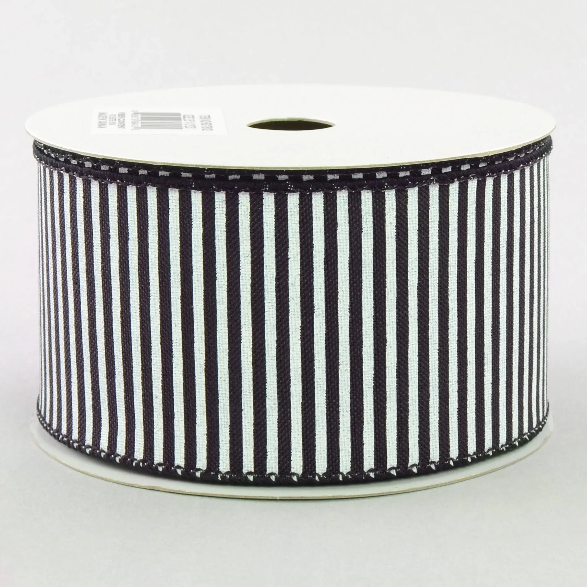 Black White Pin Stripes Royal Burlap Finished in a Matching Edge 2.5x10 Yd RG178102