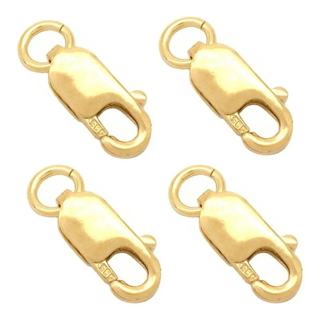 Fashionclubs 4pcs/Set 14K Solid Yellow Gold Jewelry Lobster  Assorted Sizes