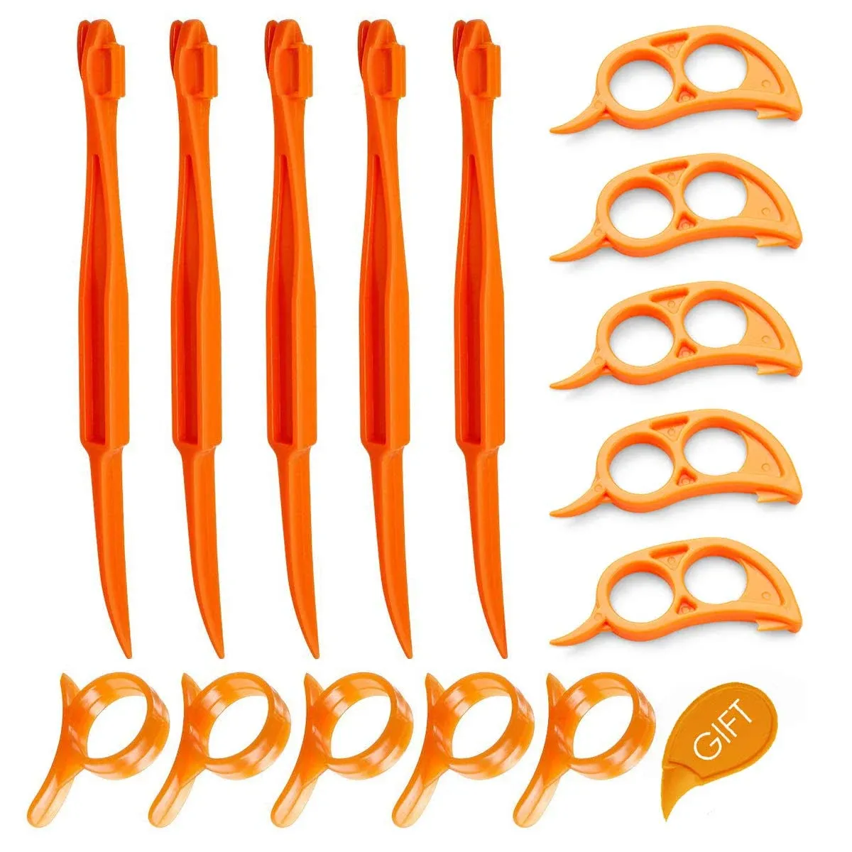 Orange Citrus Peelers, Cosmer Set of 15 Plastic Easy Slicer Cutter Peeler Remover Opener Kitchen Accessories Knife Cooking Tool Kitchen Gadgets (Set A)