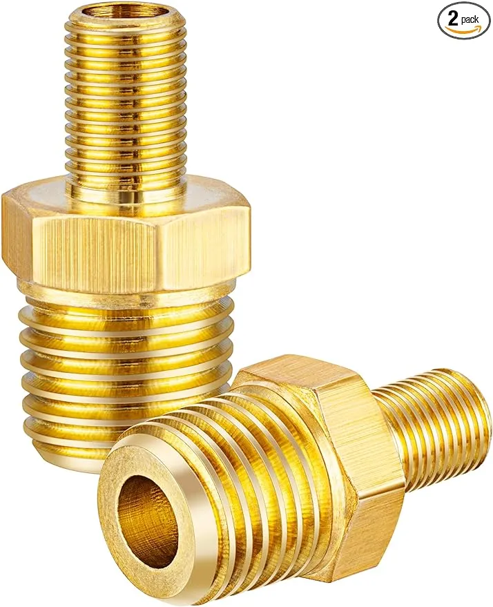  Brass Air Inflator Adapter, 1/4&#034; NPT (M) to Standard Schrader Valve (M), Tire 