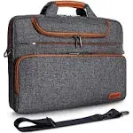 DOMISO 17 Inch Multi-Functional Laptop Sleeve Business Briefcase Waterproof Messenger Shoulder Bag Compatible with 17"-17.3" Notebooks/Dell/Acer/HP/MSI/ASUS, Black