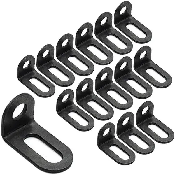 Biaungdo 18x18x30mm/0.7"x0.7"x1.2" Adjustable Right Angle Brackets L-shape Corner Brace Support Black- (15 Pcs)