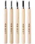 KAKURI Japanese Wood Carving Tools Set for Beginners (5 Pcs) Made in JAPAN, Wood Carving Knife for Woodblock Printing, Woodcut Printmaking, Linoleum Carving, Linocut