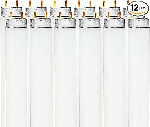 Luxrite LR20752 (12-Pack) F17T8/741 17-Watt 2 ft T8 Fluorescent Tube Light Bulb, Cool White 4100K, 1350 Lumens, G13 Medium Bi-Pin Base